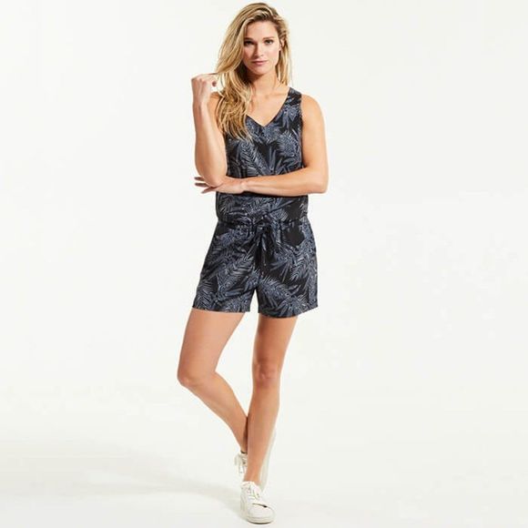 FIG Pants - 𝅺FIG Jul UPF‎ Romper Wrinkle-Resistant Sleeveless Tie Waist black gray womens L